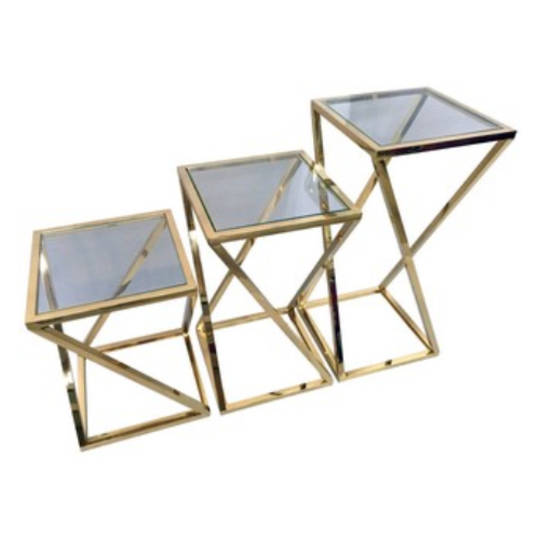 Glass End Table Gold Large